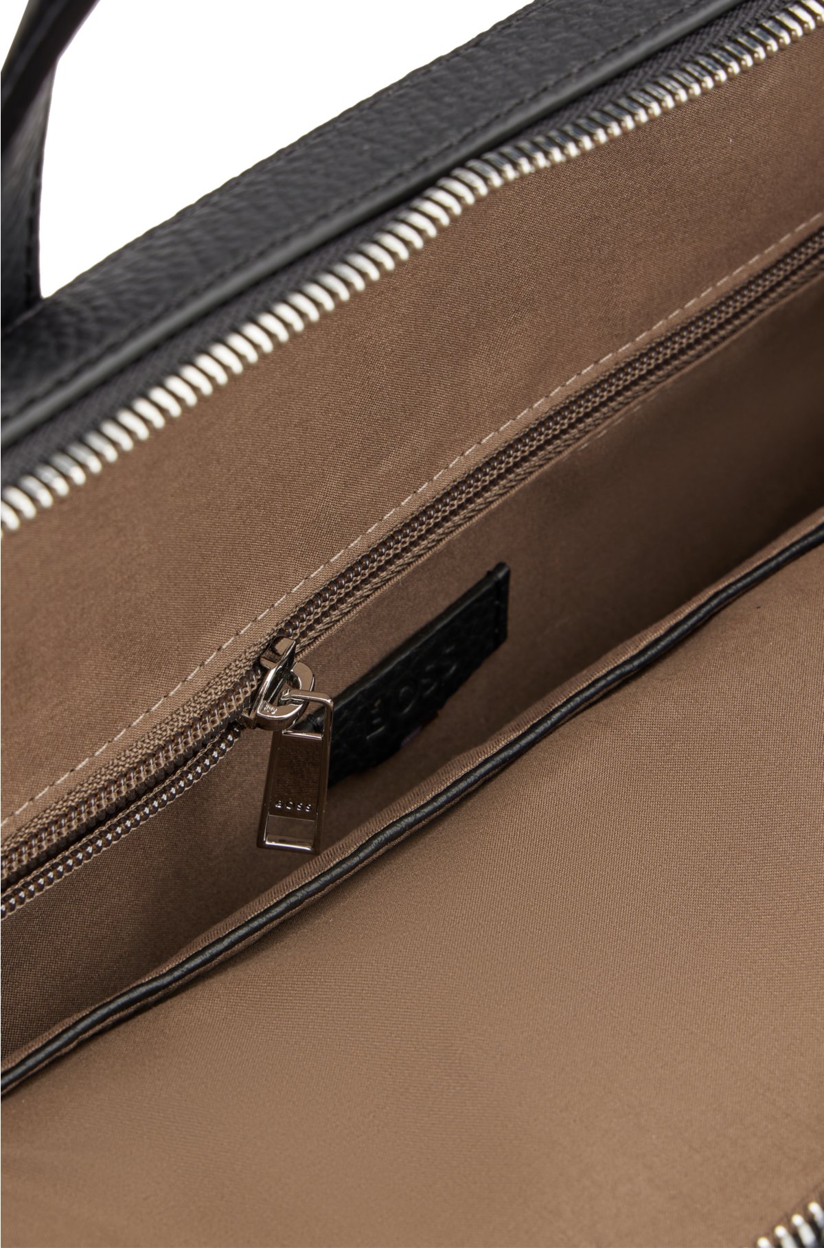 BOSS - Document case in Italian leather with embossed logo