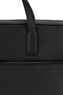 BOSS - Document case in Italian leather with embossed logo