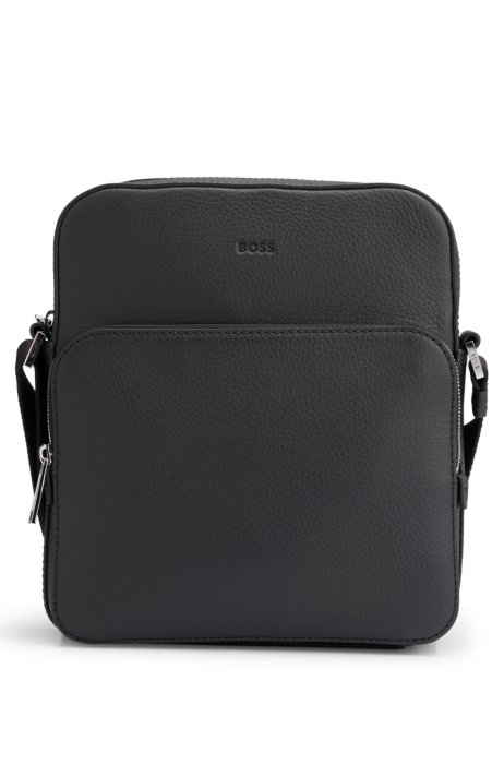 BOSS - Italian-leather reporter bag with embossed logo