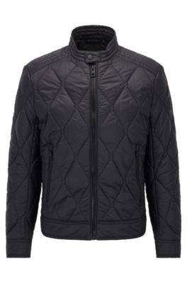 BOSS Slim fit Padded Biker Jacket With Water repellent Finish