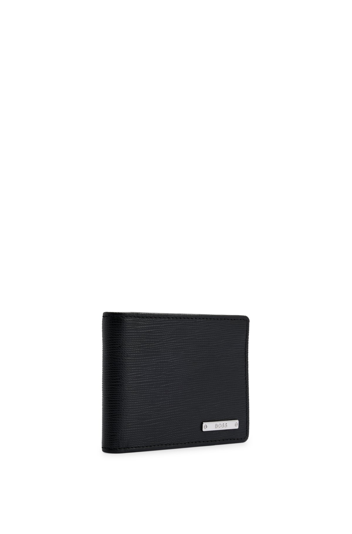 BOSS - Italian-leather wallet with silver-tone branding