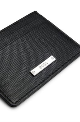 BOSS - Embossed-leather card holder with logo plaque 長靴