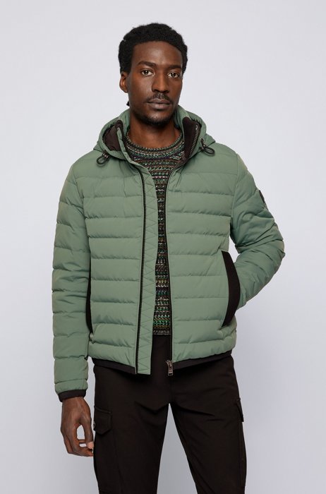 Regular-fit water-repellent hooded jacket with down filling, Light Green