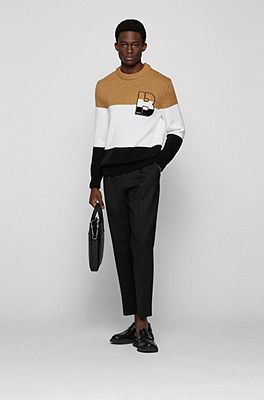 BOSS - Regular-fit trousers in virgin-wool serge