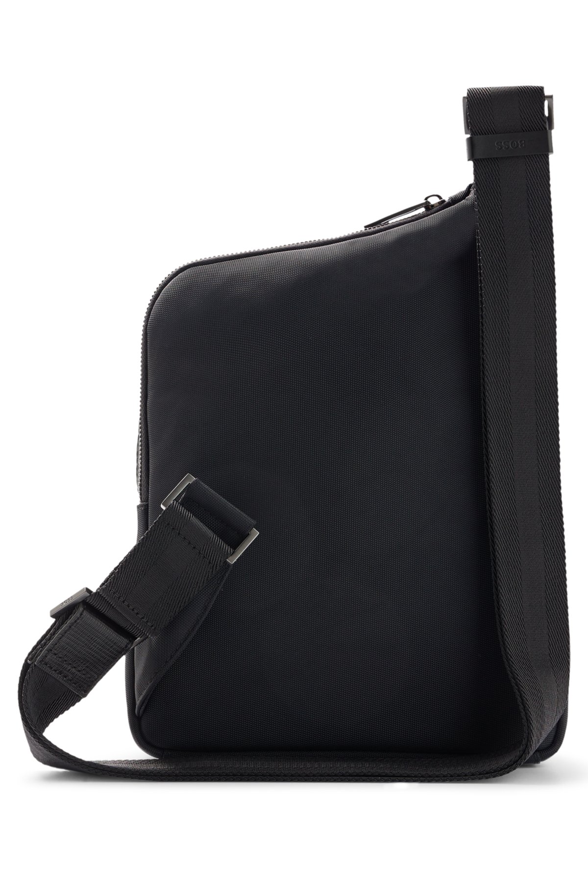 BOSS - Structured-nylon reporter bag with faux-leather trims