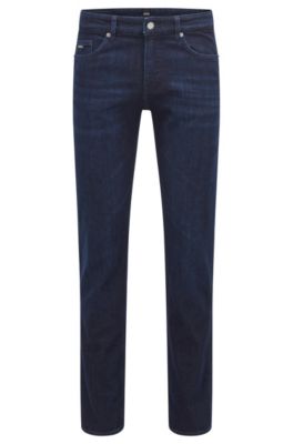 BOSS - Slim-fit jeans in dark-blue Italian super-soft denim