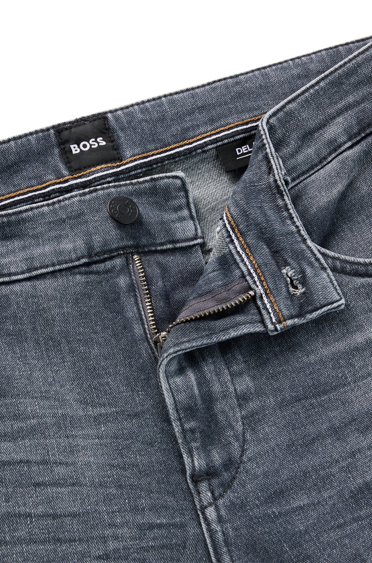 Slim-fit jeans in grey Italian super-soft denim, Grey