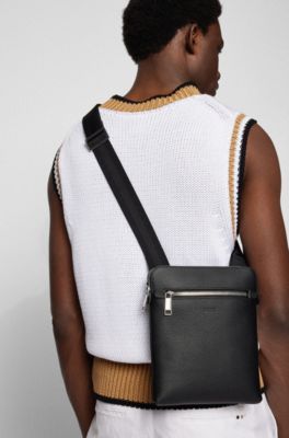 BOSS Envelope bag in Italian leather with embossed logo