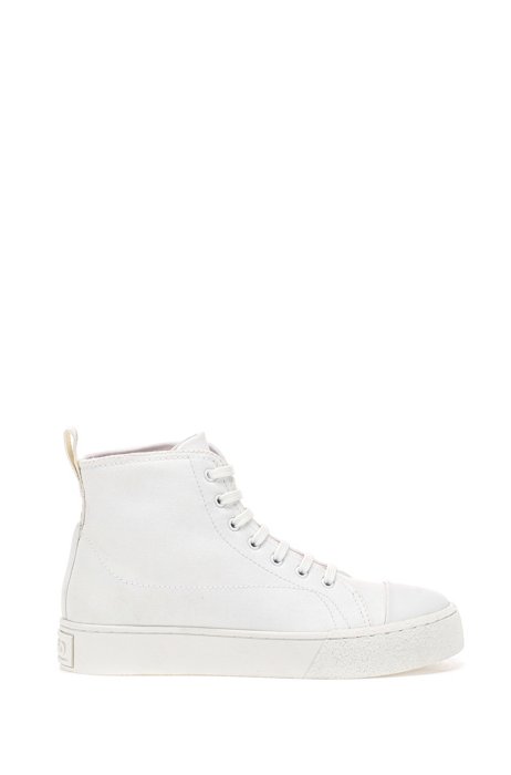 High-top trainers in cotton canvas with logo details, White