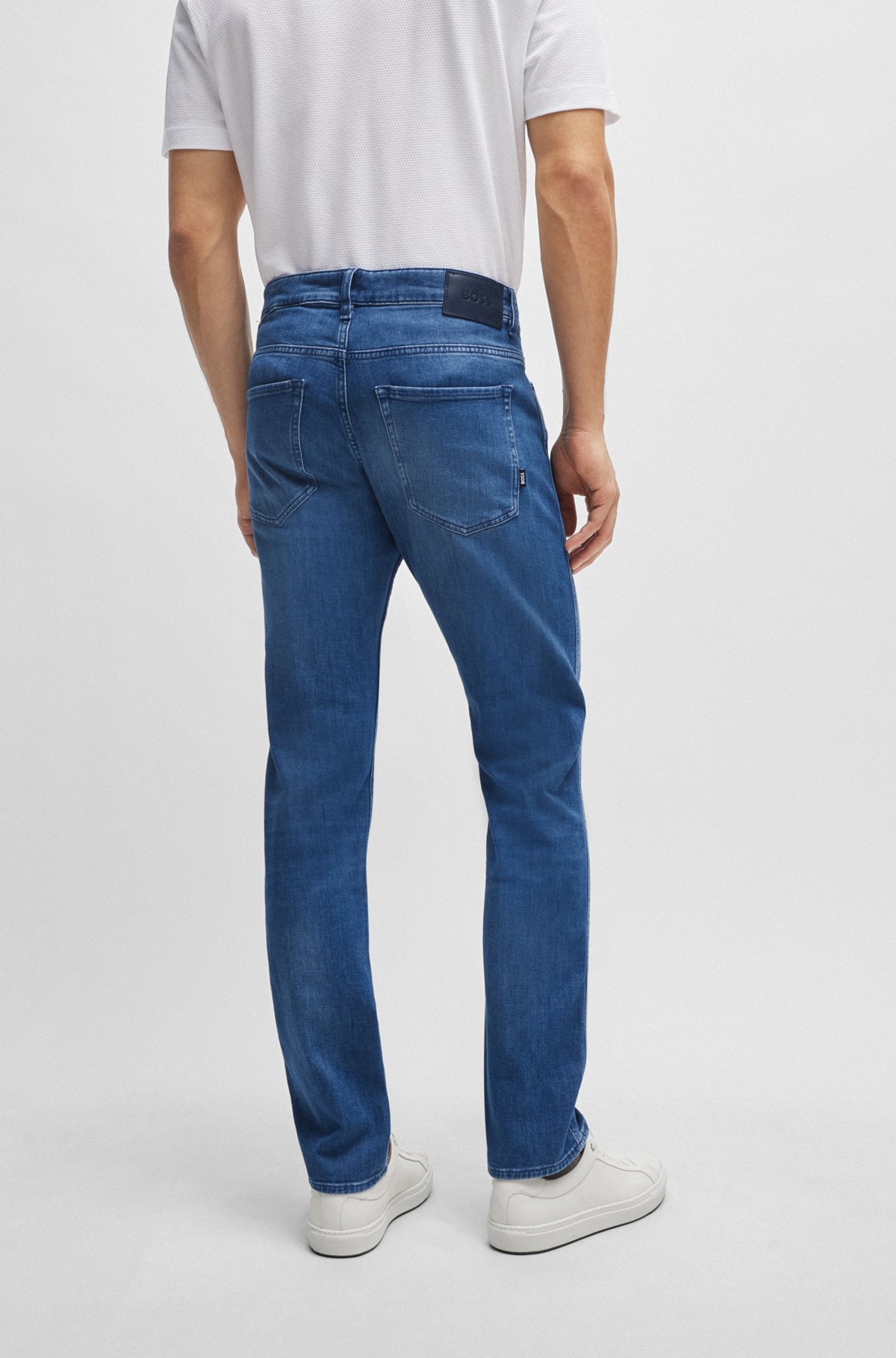 Blaue Slim-Fit Jeans aus italienischem Denim mit Kaschmir-Haptik, Blau