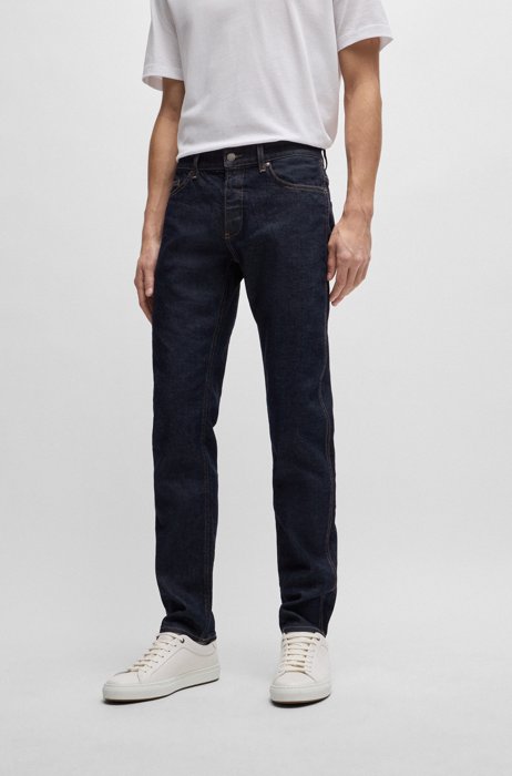Dunkelblaue Slim-Fit Jeans aus komfortablem Stretch-Denim, Dunkelblau