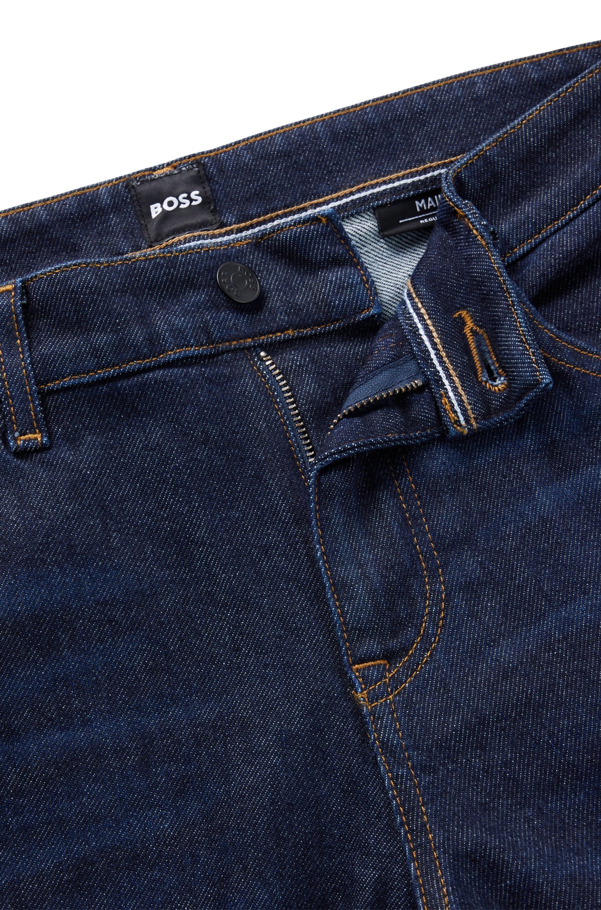 BOSS Regular-fit jeans in dark-blue comfort-stretch denim