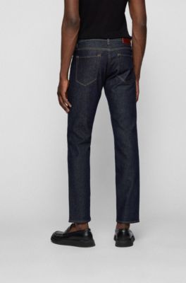 BOSS - Regular-fit jeans in dark-blue comfort-stretch denim