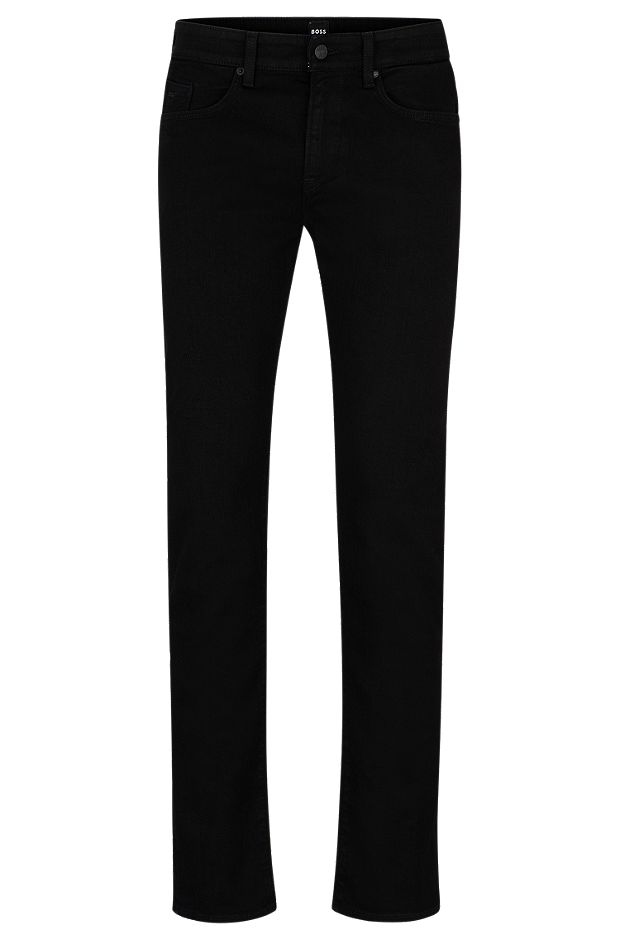 Schwarze Slim-Fit Jeans aus besonders softem italienischem Denim, Schwarz