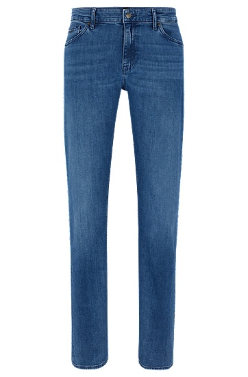 BOSS 博斯常规版型蓝色意大利羊绒质感牛仔裤,  420_Medium Blue