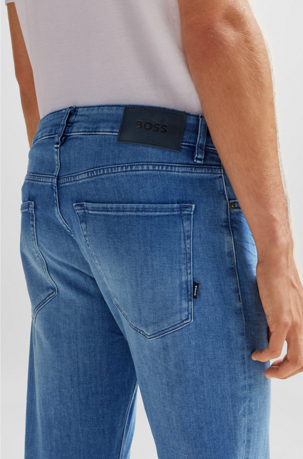 Regular-fit jeans in blue Italian cashmere-touch denim
