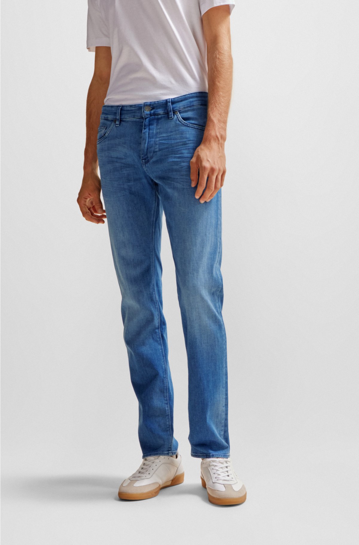 - Regular-fit jeans in blue Italian cashmere-touch