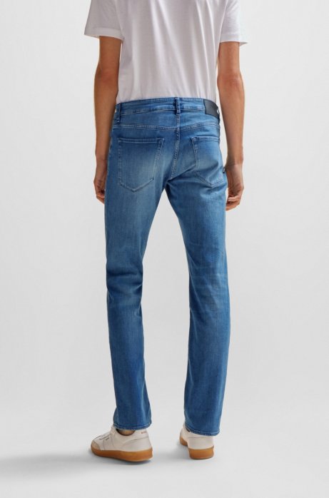 Shop Hugo Boss Regular-fit Jeans In Blue Italian Cashmere-touch Denim