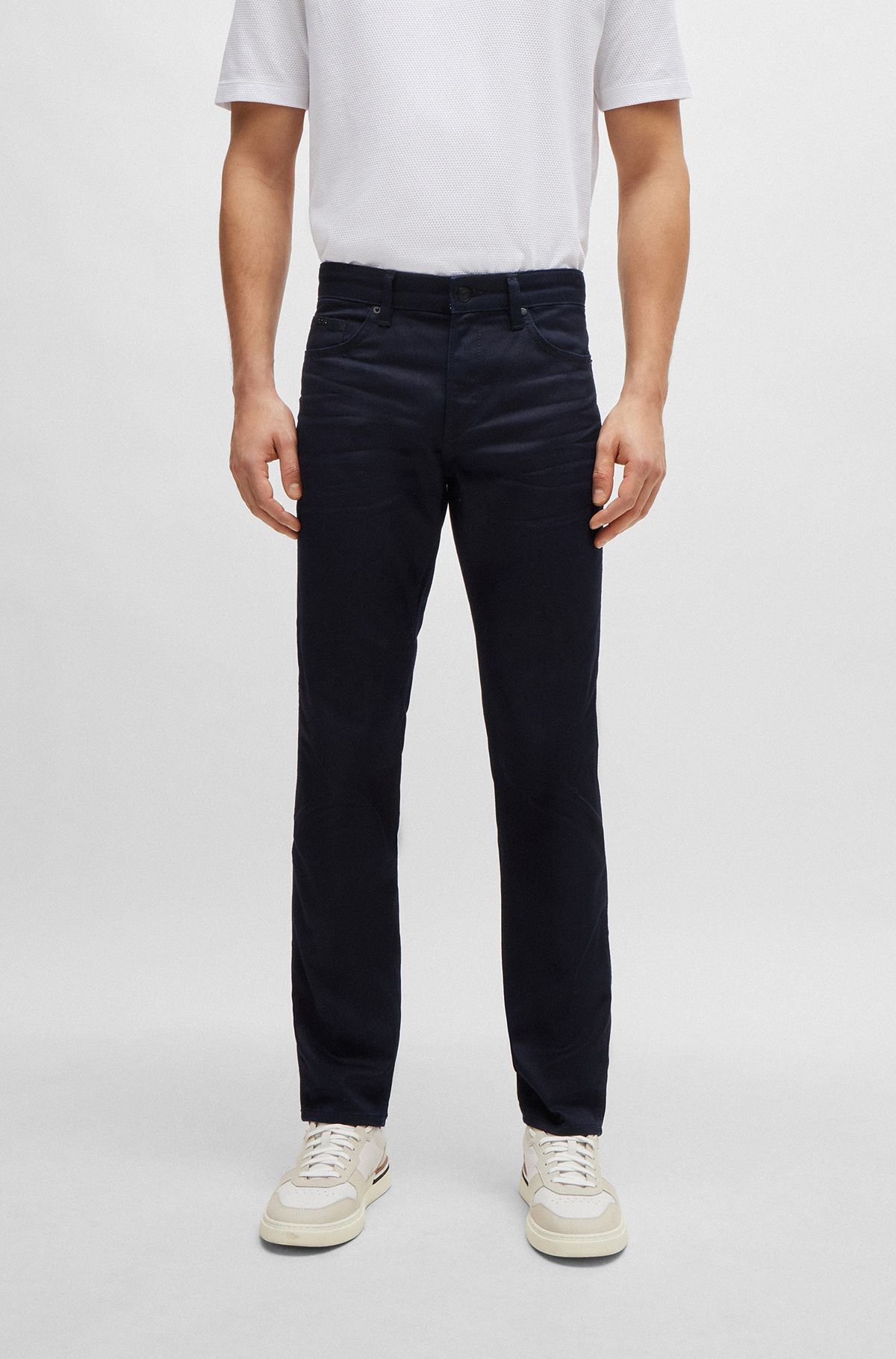 BOSS - Slim-fit jeans in blue-black comfort-stretch denim