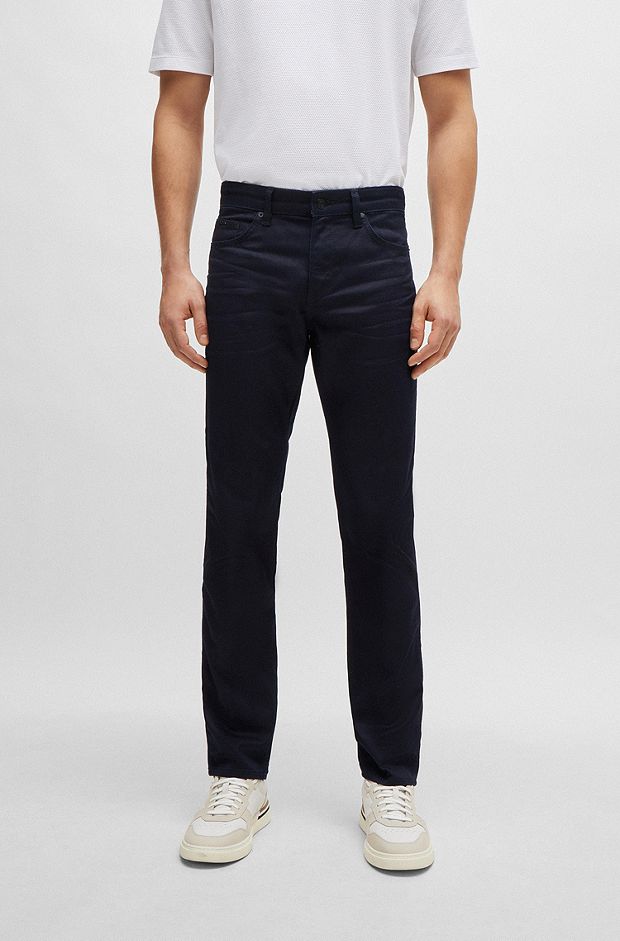 Blauschwarze Slim-Fit Jeans aus komfortablem Stretch-Denim, Dunkelblau