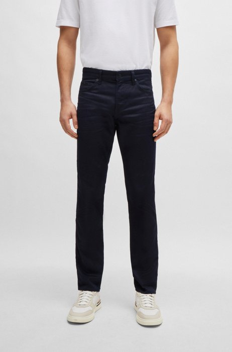 Slim-fit jeans van blauw-zwart comfort-stretchdenim, Donkerblauw