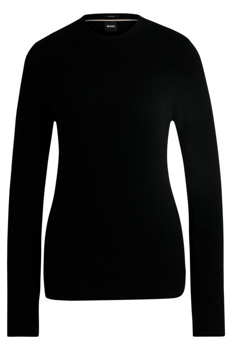 퓨어 캐시미어 레귤러 핏 스웨터, 블랙