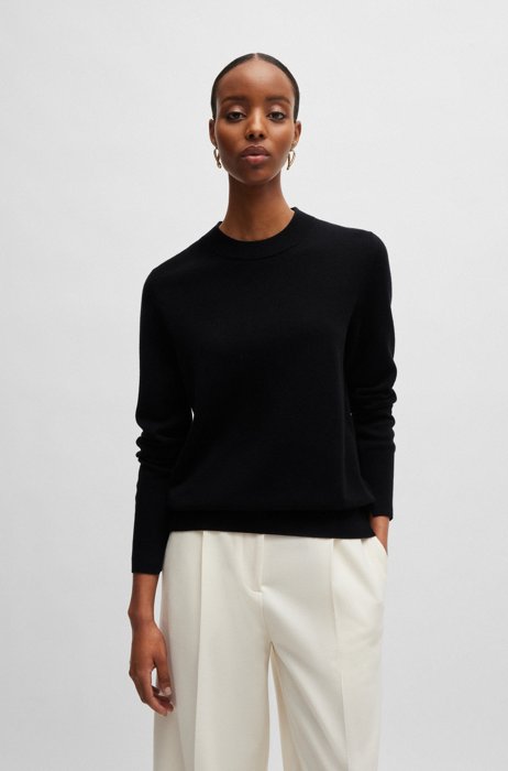 Regular-fit sweater in pure cashmere, Black