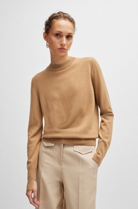 Regular-fit sweater in pure cashmere, Beige