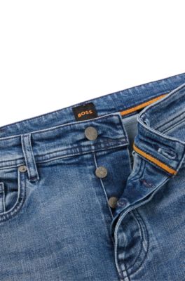 BOSS - Blaue Tapered-Fit Jeans aus bequemem Stretch-Denim