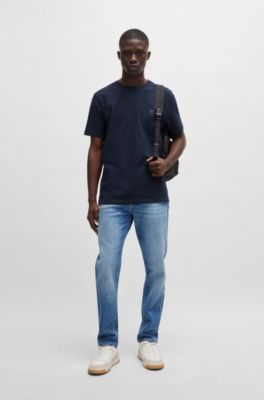 BOSS - Blaue Tapered-Fit Jeans aus bequemem Stretch-Denim