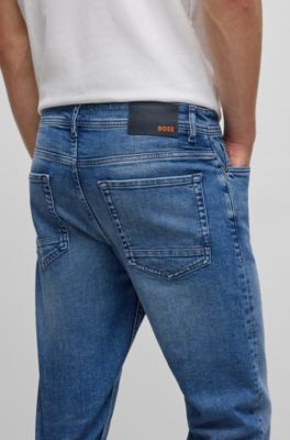 BOSS - Blaue Tapered-Fit Jeans aus bequemem Stretch-Denim