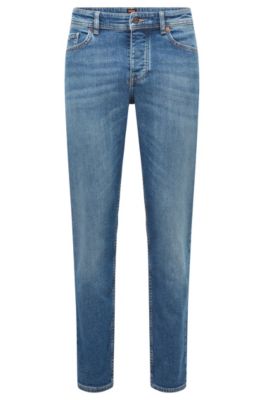 BOSS - Tapered-fit jeans in blue comfort-stretch denim