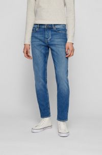 Tapered-fit jeans in blue comfort-stretch denim, Blue