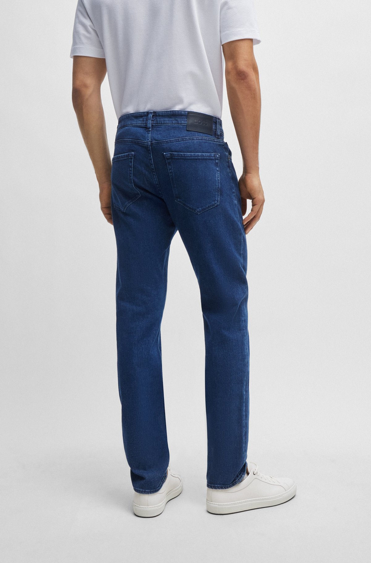 Blaue Regular-Fit Jeans aus bequemem Stretch-Denim, Blau