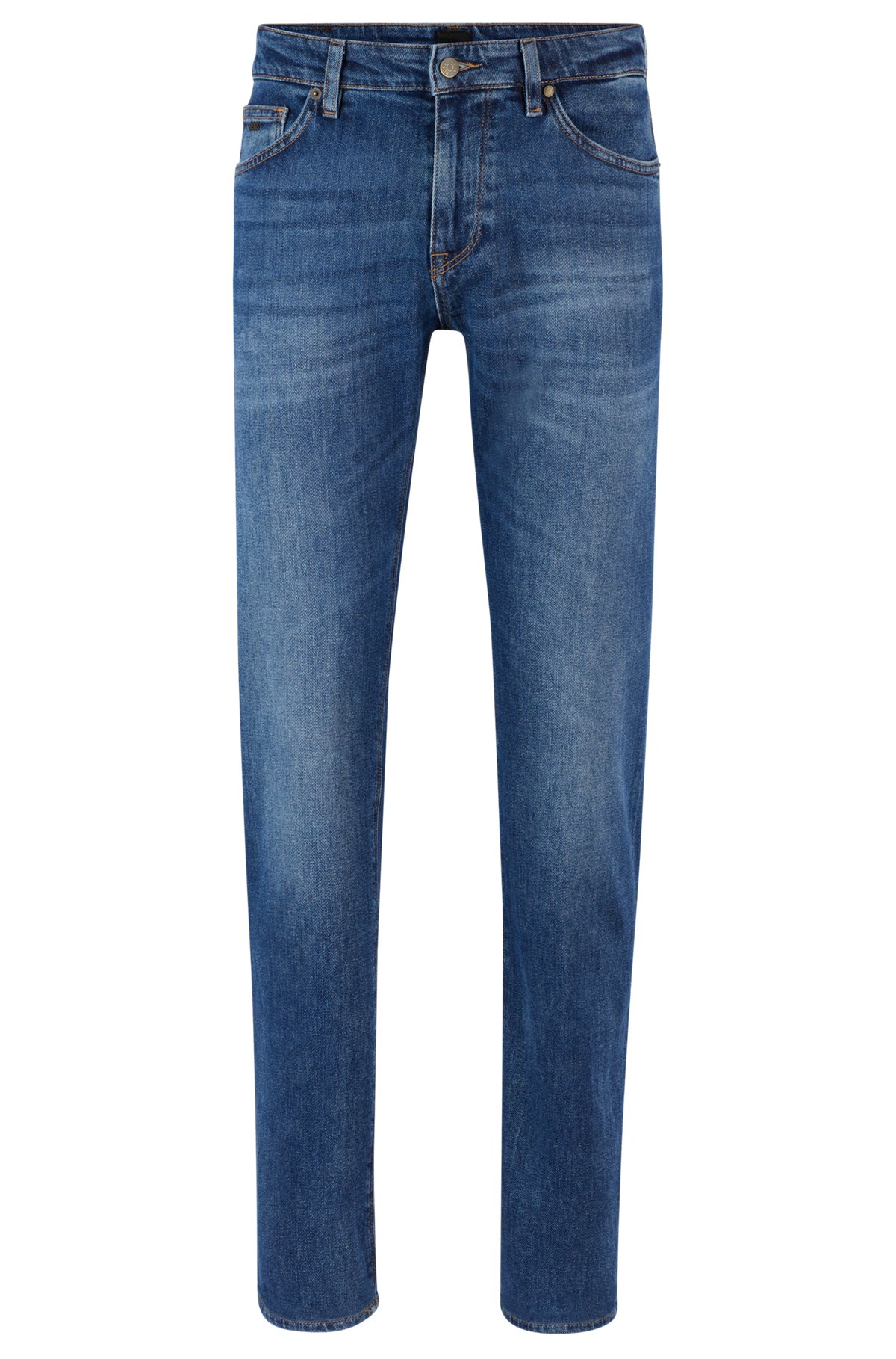 Regular-fit jeans in blue comfort-stretch denim, Dark Blue