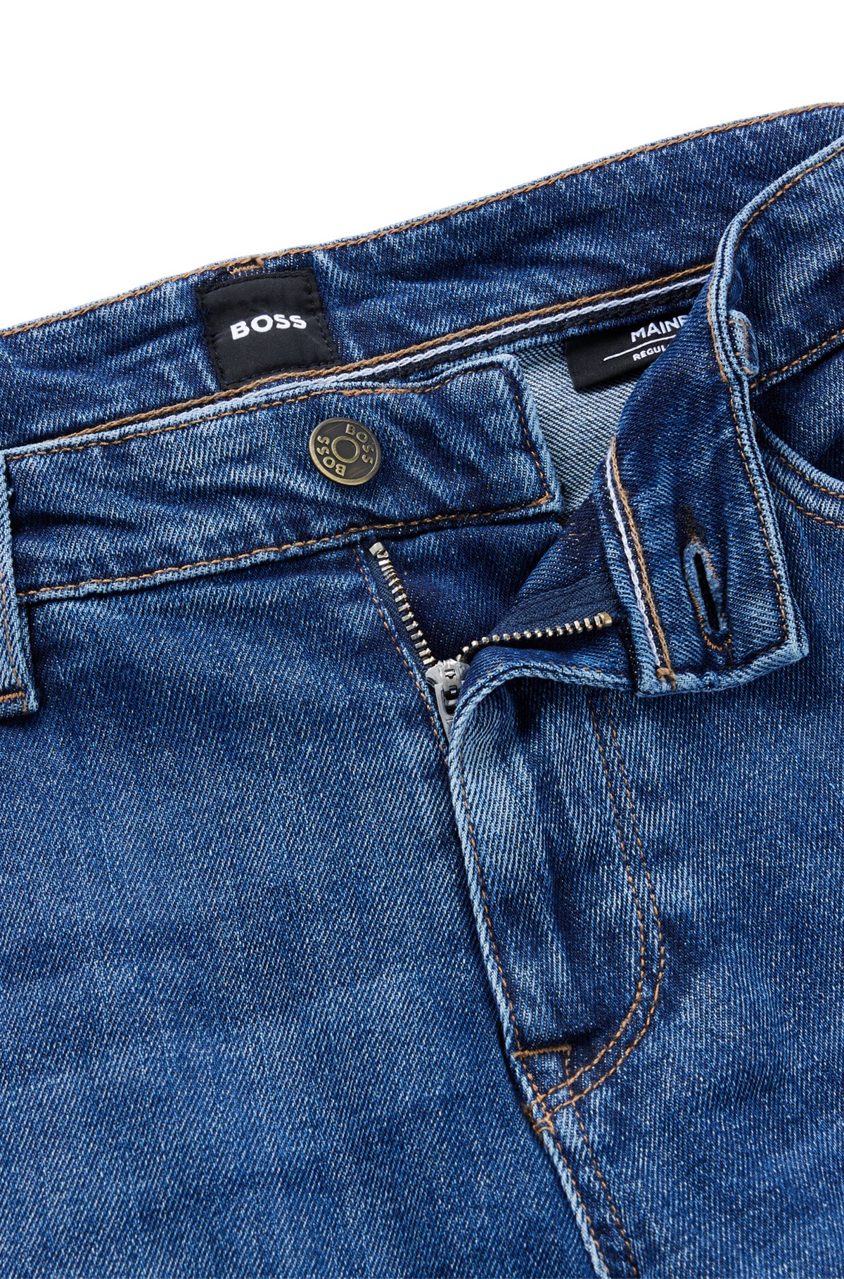 Blaue Regular-Fit Jeans aus bequemem Stretch-Denim, Dunkelblau