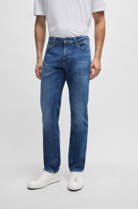 Regular-fit jeans van blauw comfort-stretchdenim, Donkerblauw