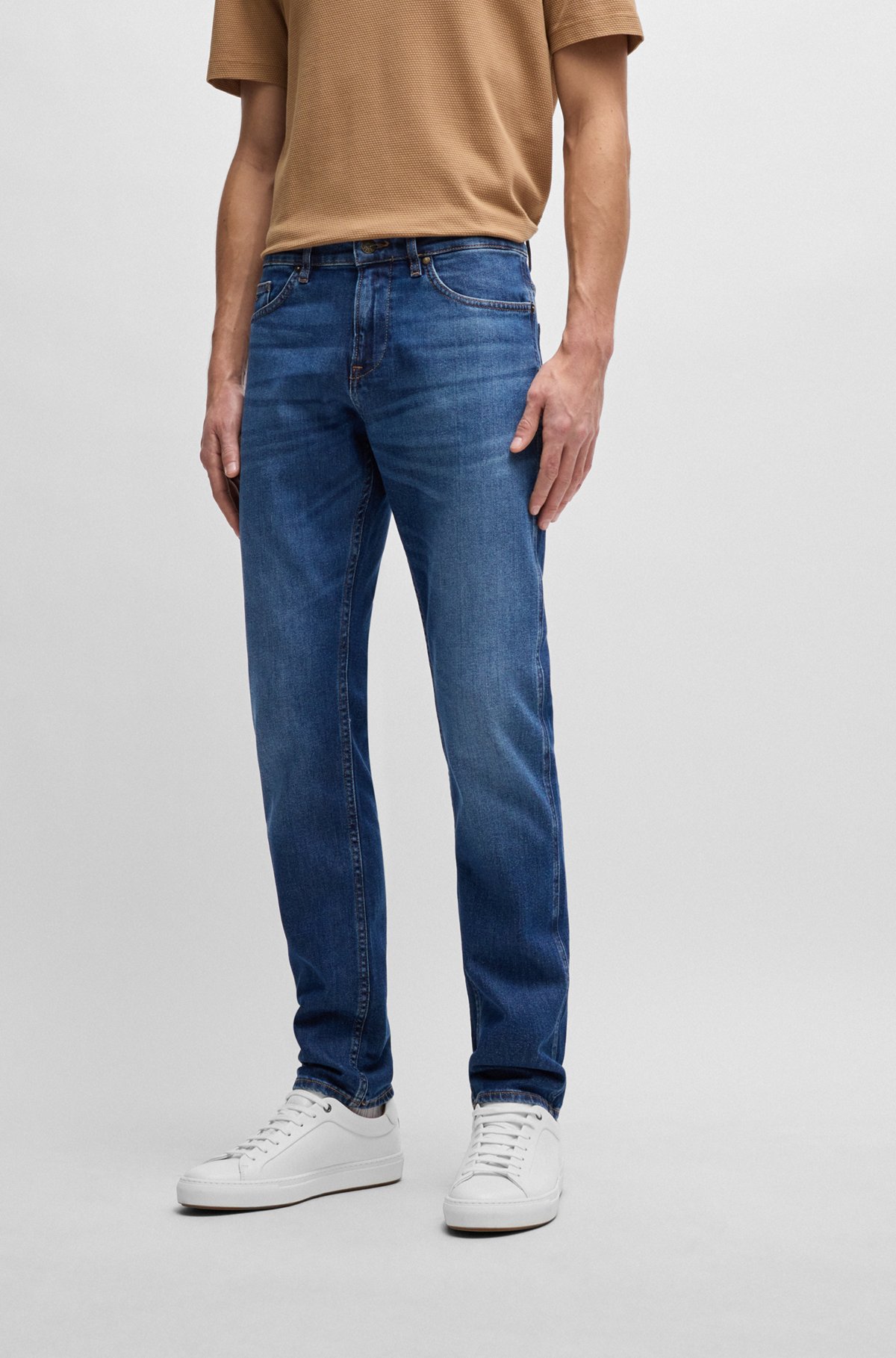 Blaue Slim-Fit Jeans aus komfortablem Stretch-Denim, Dunkelblau