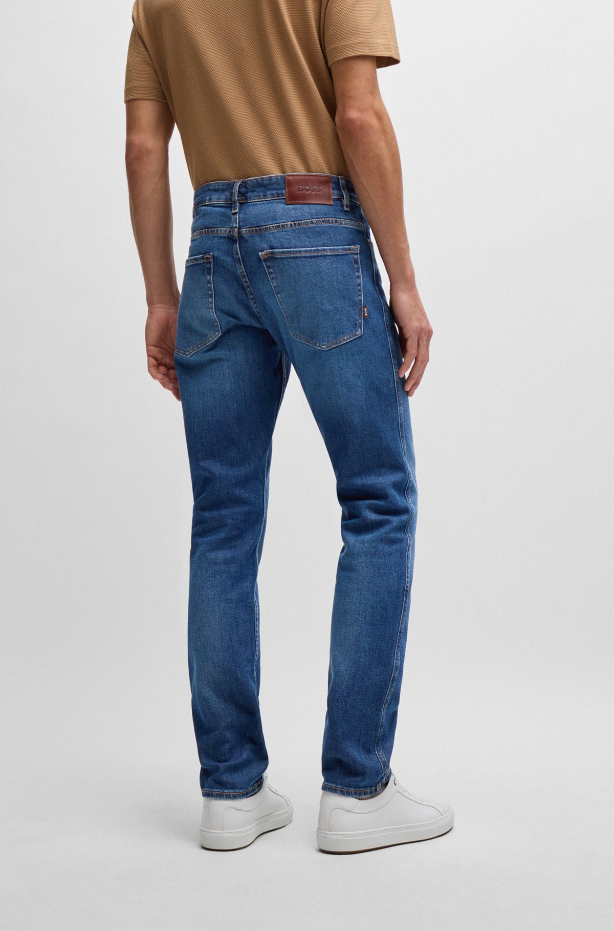 Slim-fit jeans van blauw comfort-stretchdenim, Donkerblauw