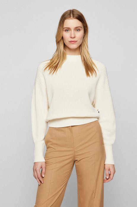 Relaxed-fit sweater in organic cotton and silk, White