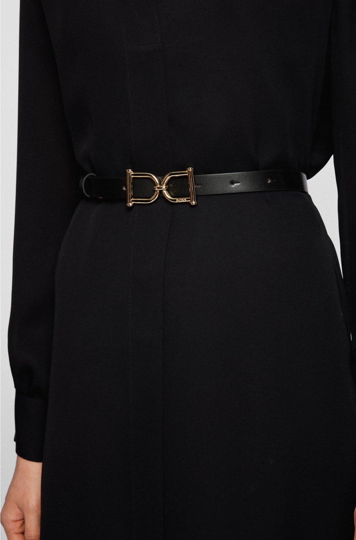 BOSS - Italian-leather belt with signature buckle