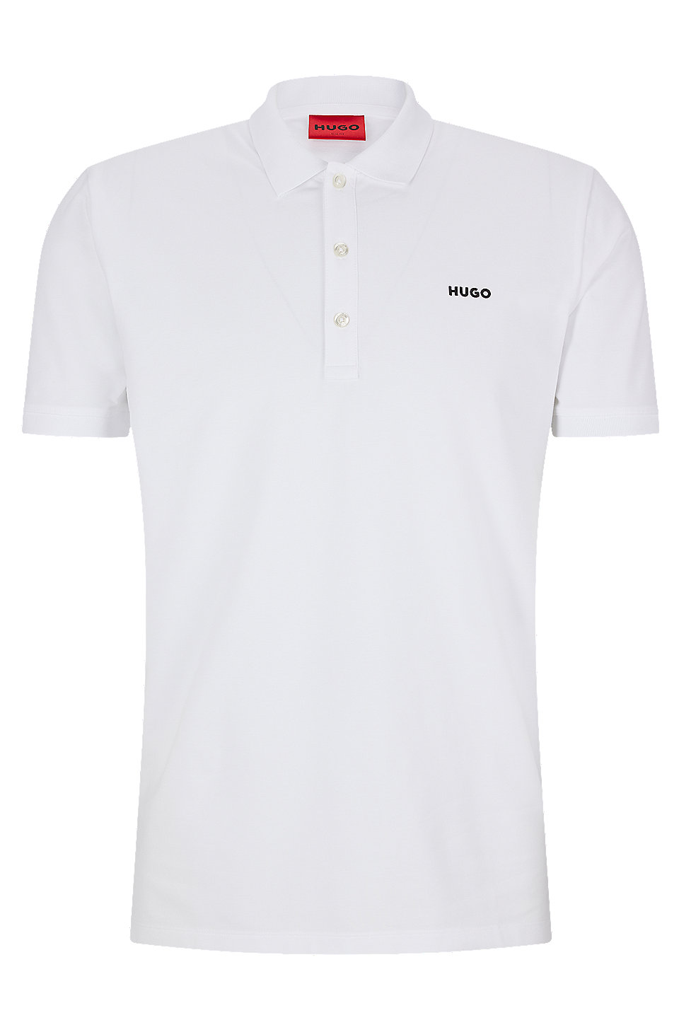 HUGO - Polo in cotone elasticizzato con logo a contrasto HUGO - Polo in cotone elasticizzato con logo a contrasto