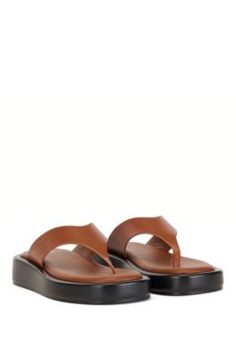 brown platform flip flops
