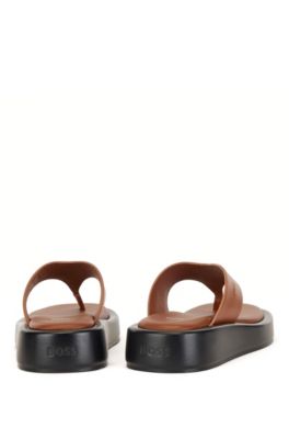 brown leather platform sandals