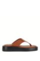 Italian-leather platform sandals with toepost, Brown
