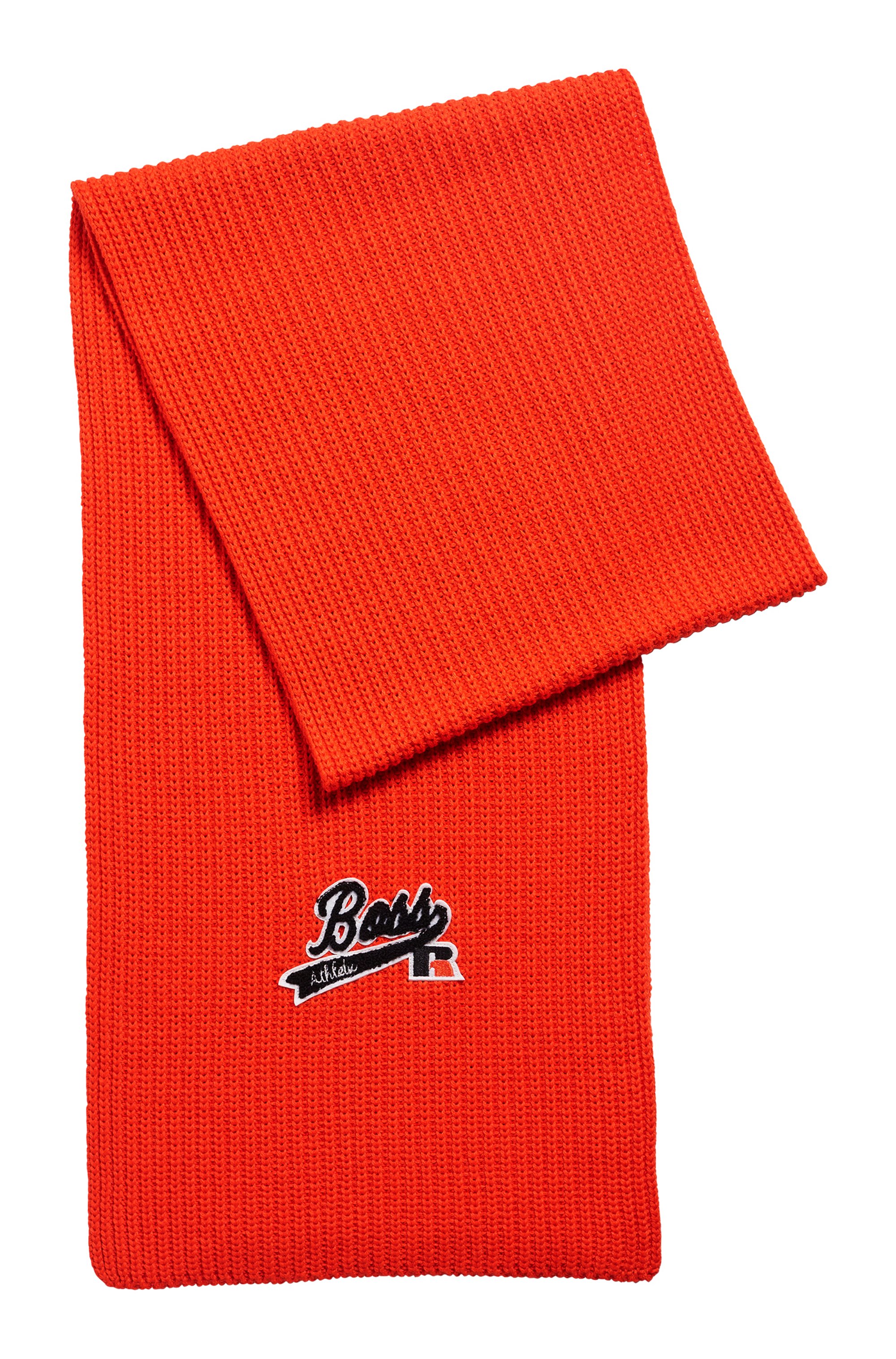 Ribbed scarf with exclusive logo, Orange