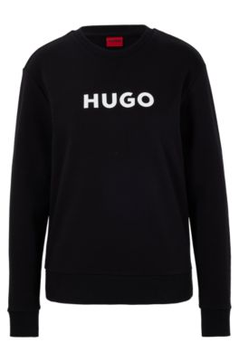 HUGO - Contrast-logo sweatshirt in organic interlock cotton