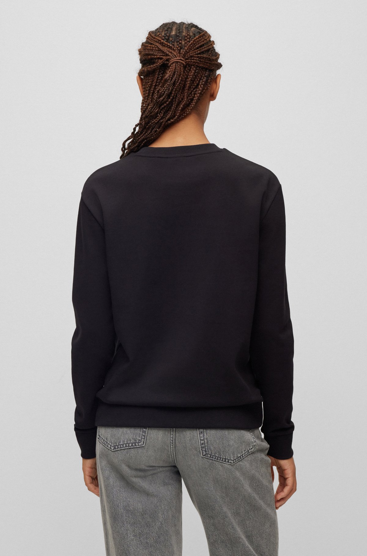 Contrast-logo sweatshirt in organic interlock cotton, Black
