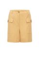 Shorts de algodón elástico con bolsillos cargo, amarillo oscuro