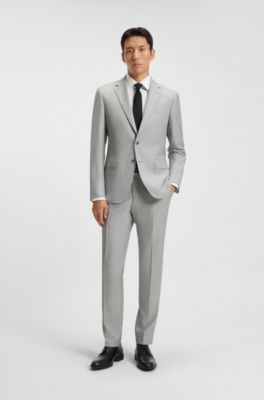 BOSS - Slim-fit shirt in easy-iron stretch-cotton twill